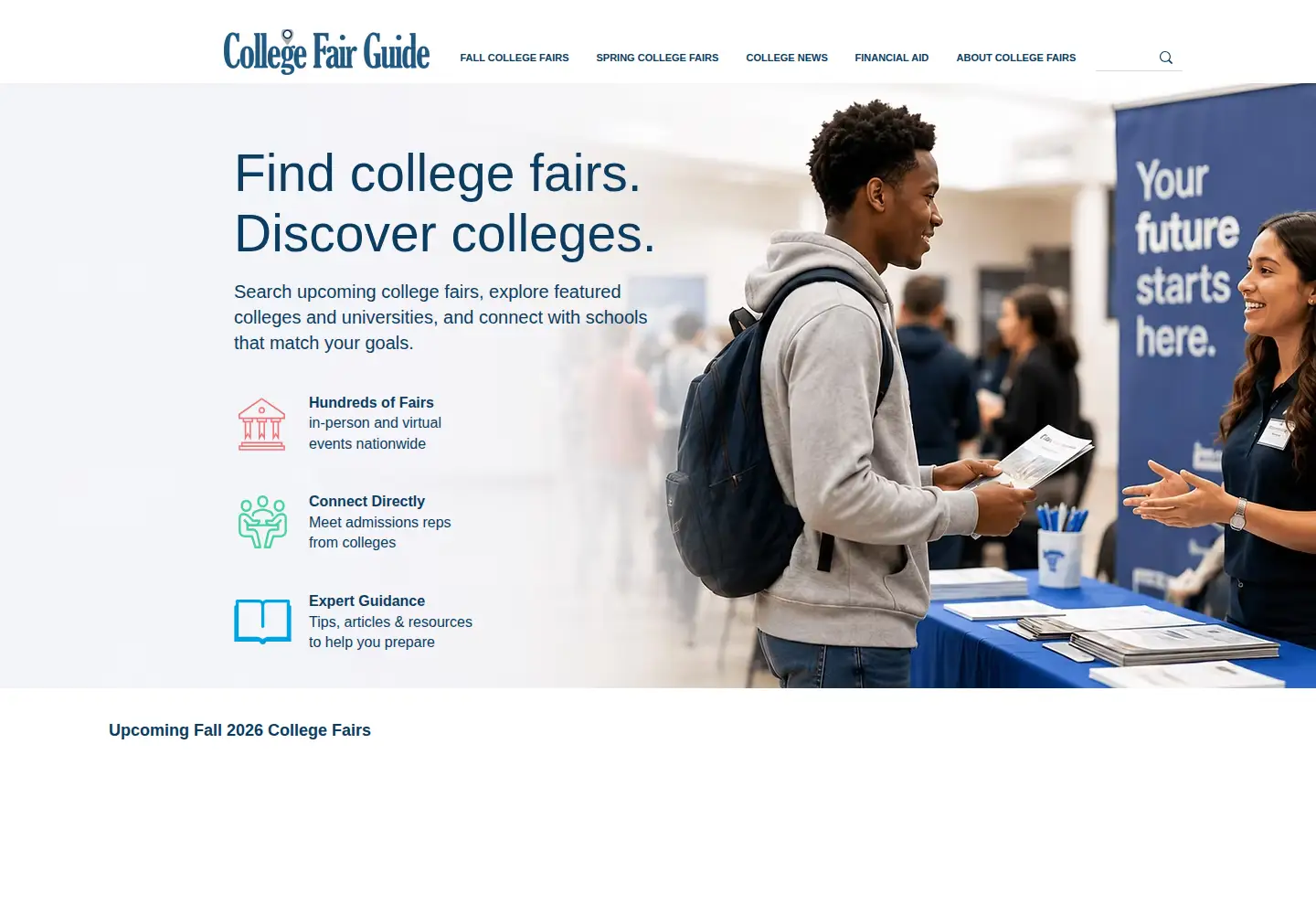 Screenshot of collegefairguide.com
