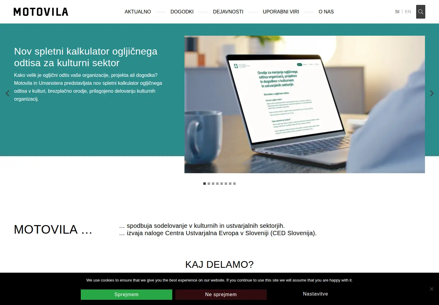 Captured homepage of motovila.si in the current scan
