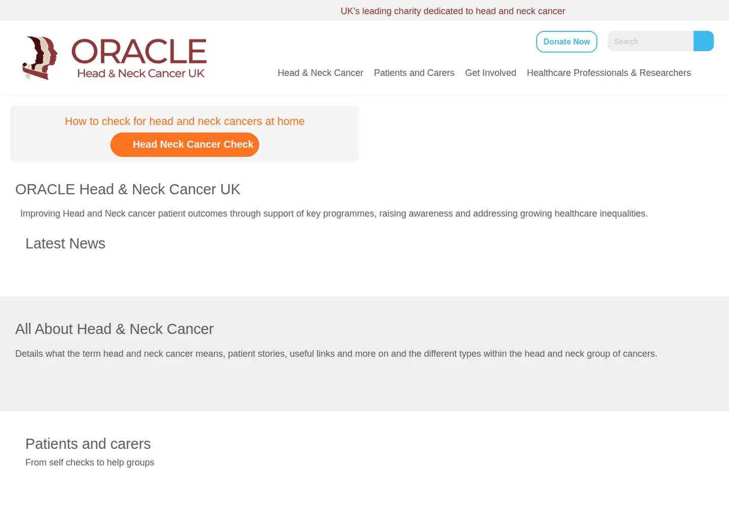 Screenshot of oraclecancertrust.org