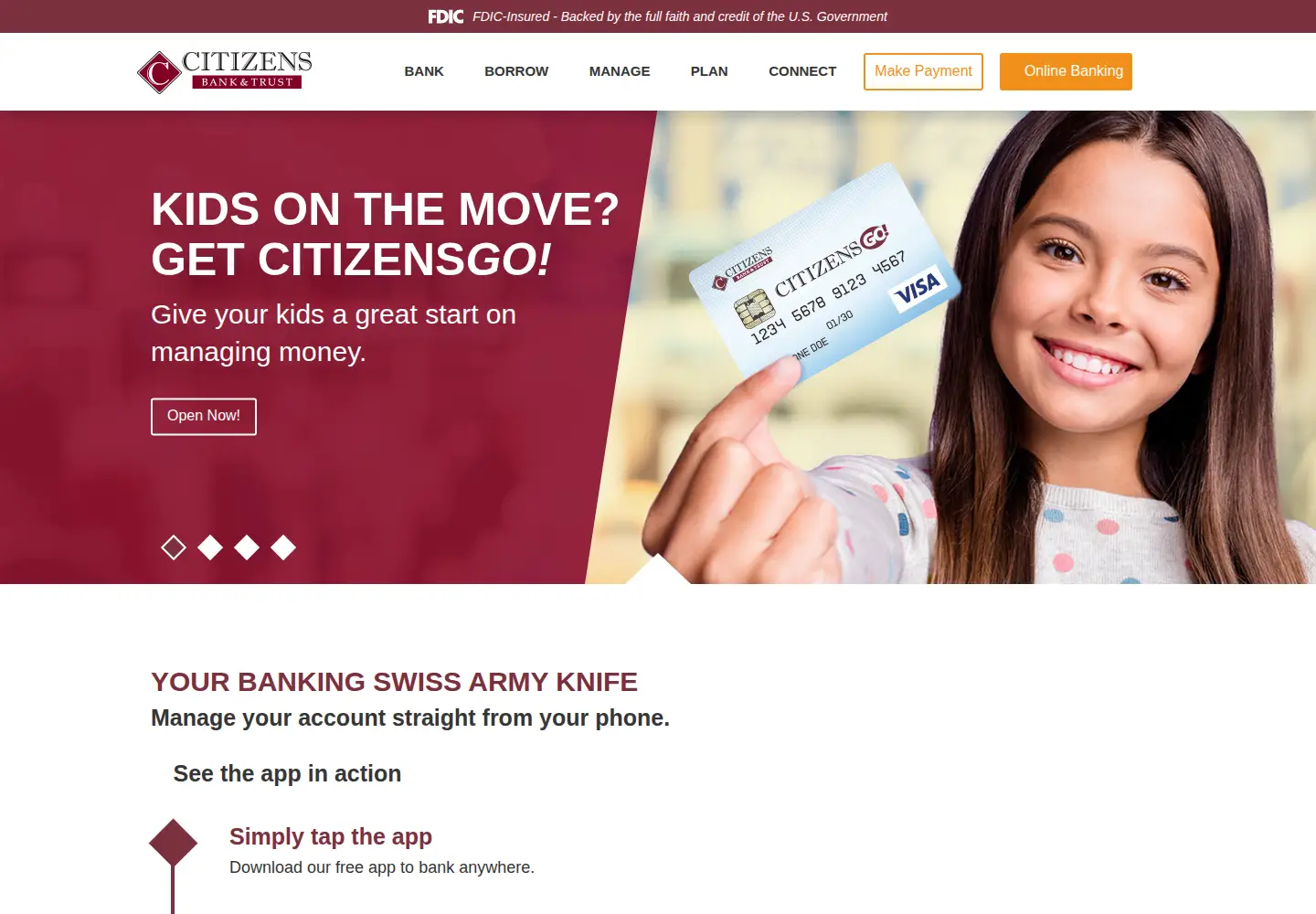 Captured homepage of citizensbanktrust.com in the current scan