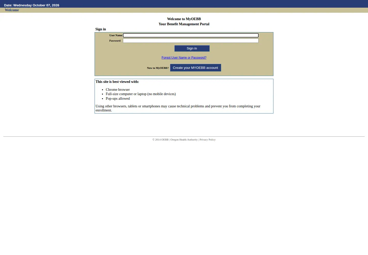 Captured homepage of myoebb.org in the current scan