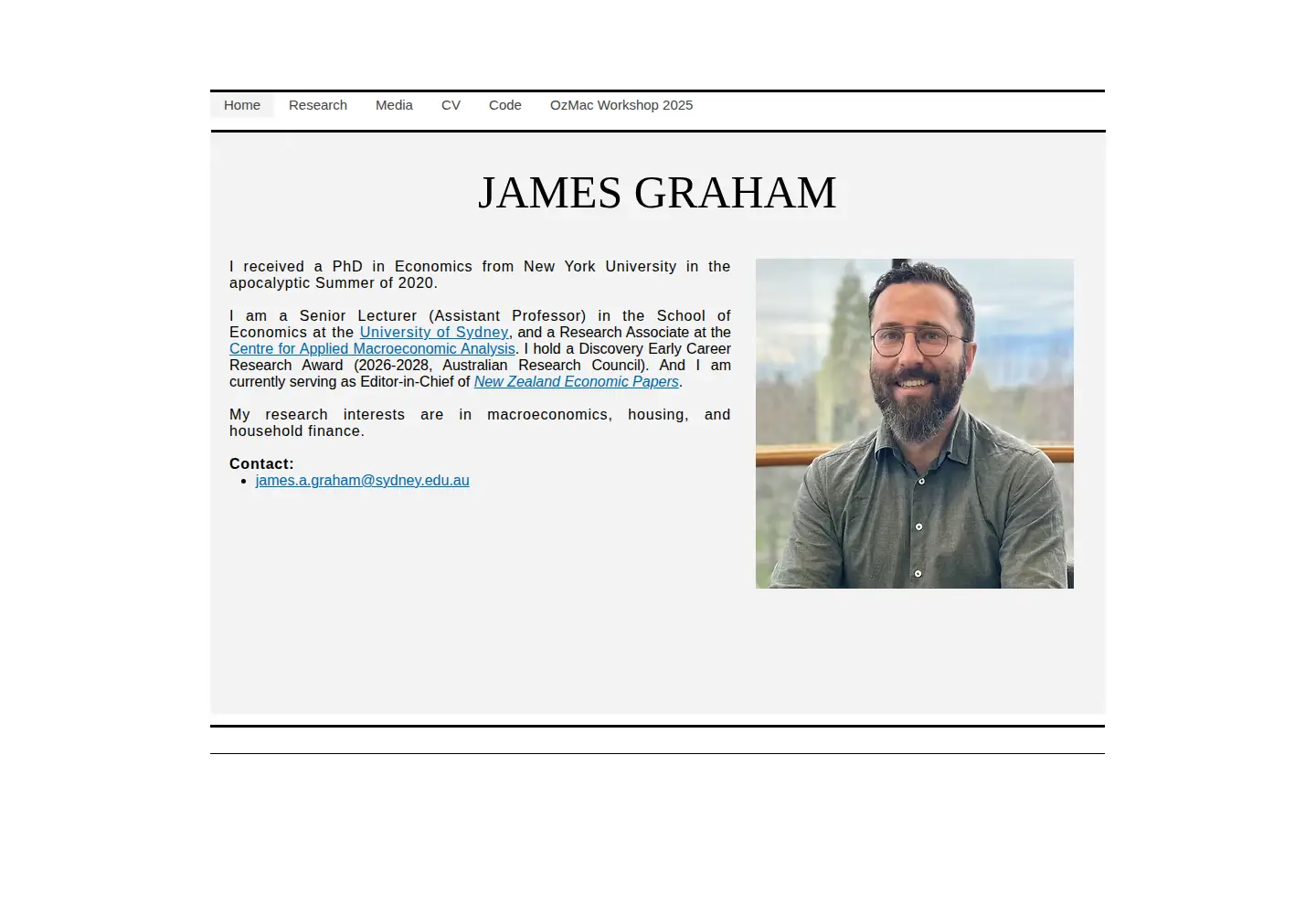 Captured homepage of jamesandrewgraham.com in the current scan