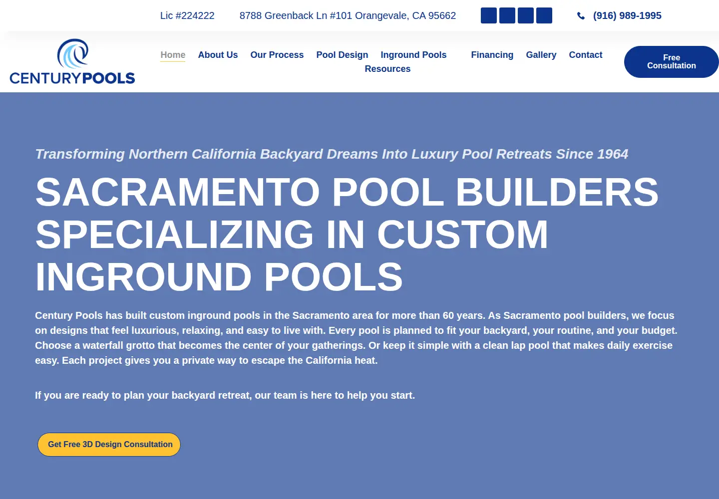 Captured homepage of centurypoolsov.com in the current scan