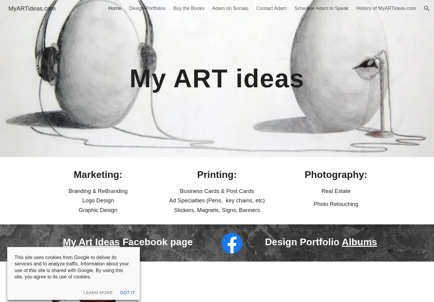 Captured homepage of myartideas.com in the current scan