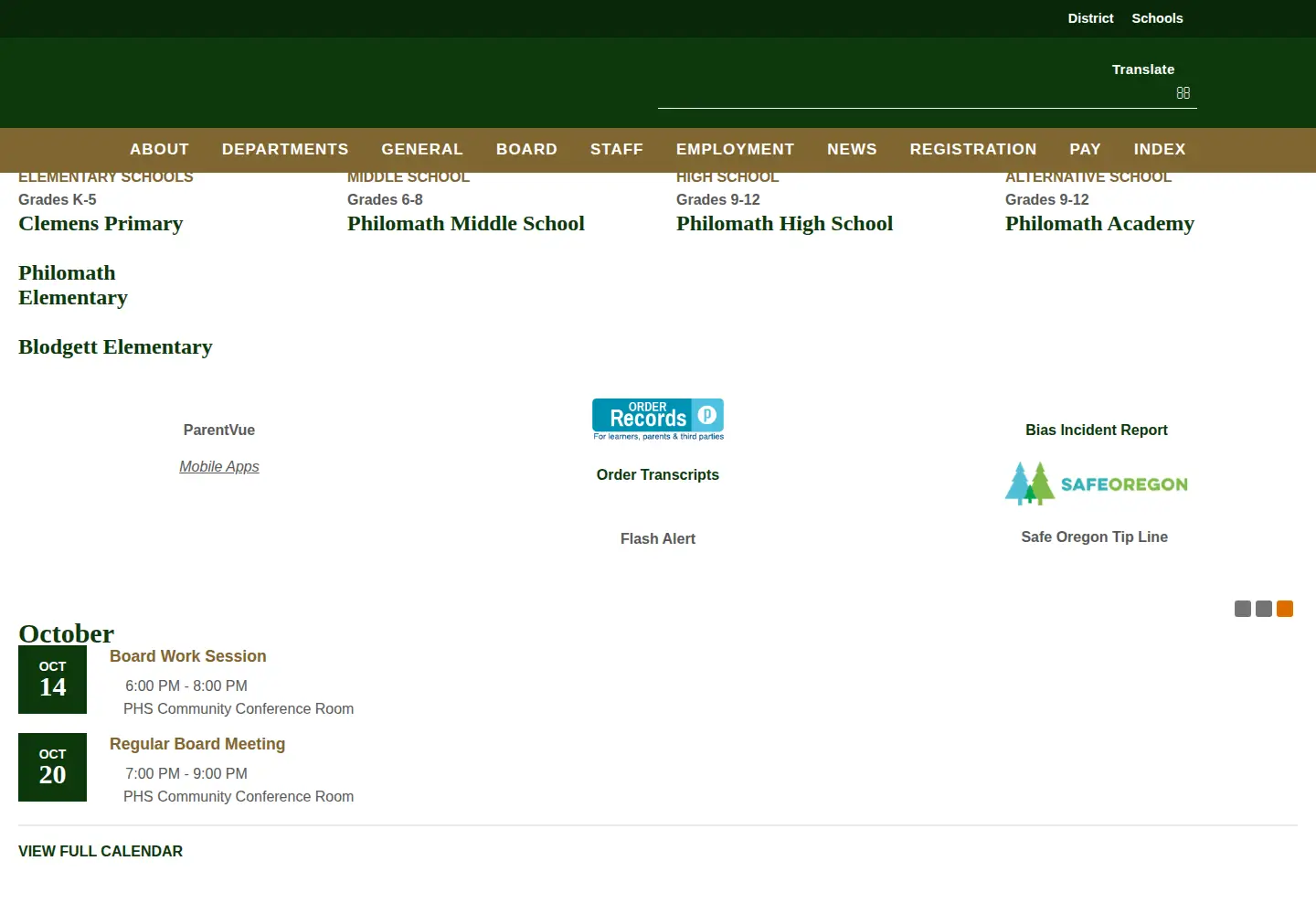 Screenshot of philomathsd.net