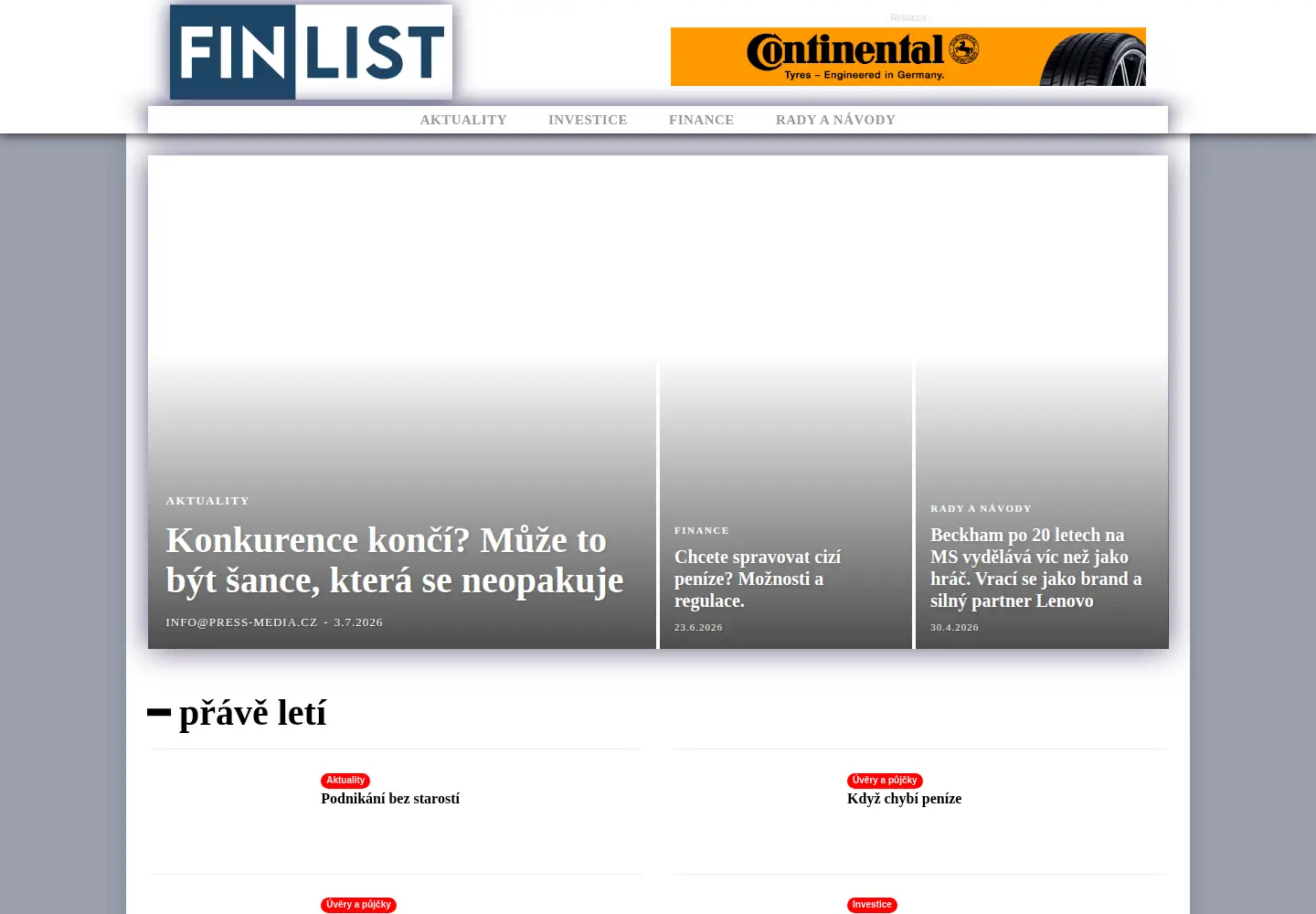 Screenshot of finlist.cz