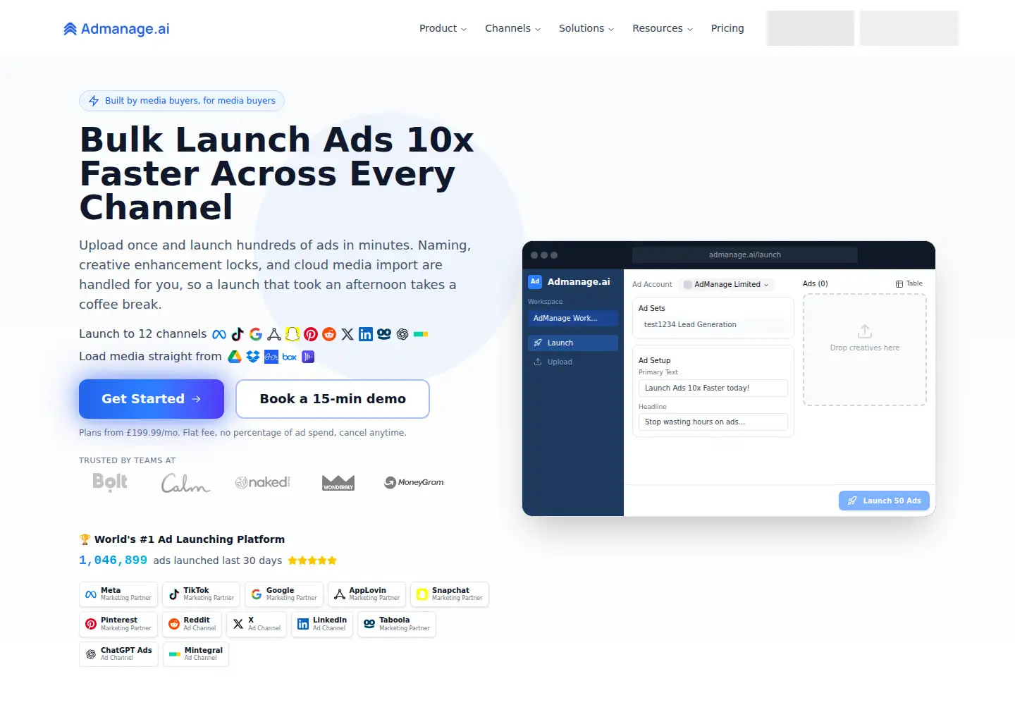 Screenshot of admanage.ai