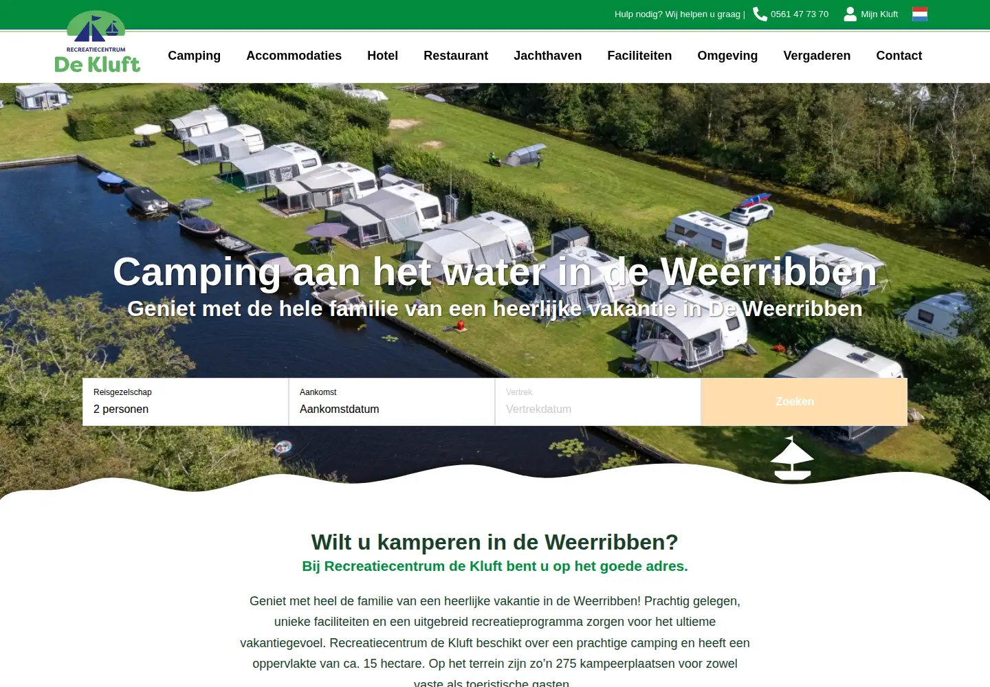 Captured homepage of dekluft.nl in the current scan