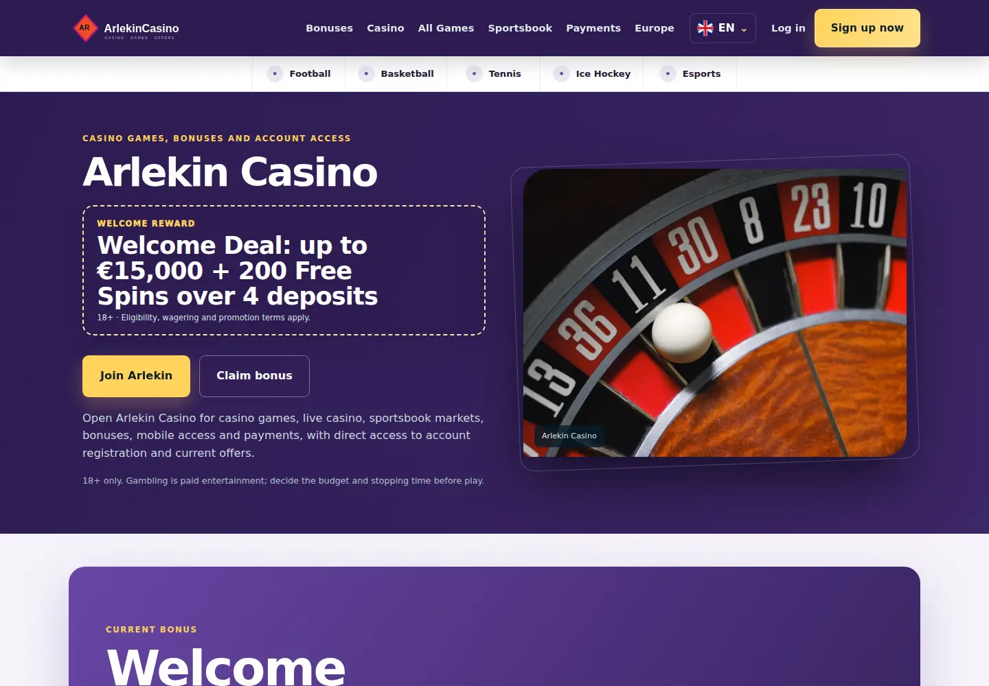 Screenshot of arlekincasino.eu