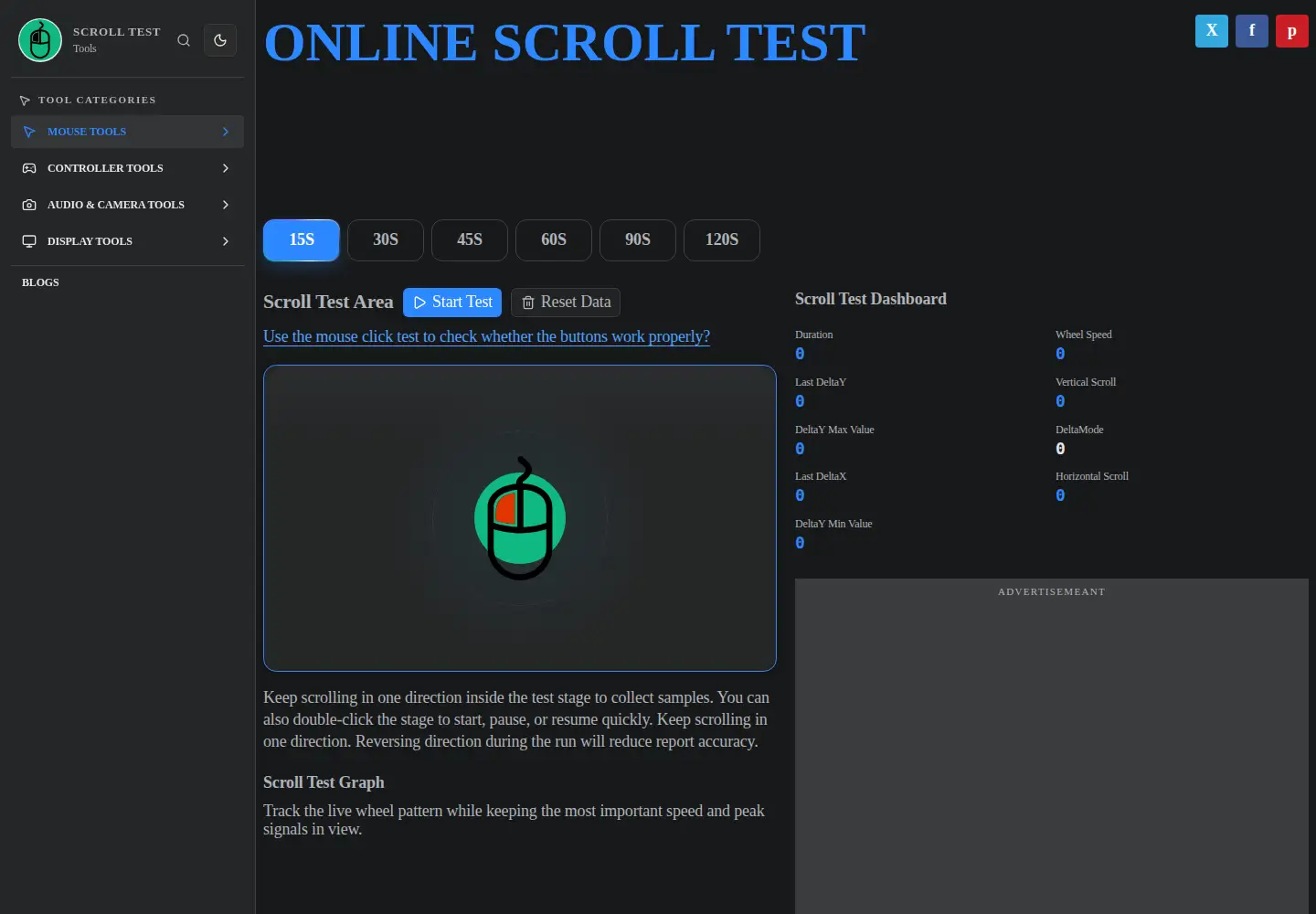 Screenshot of scrolltest.net