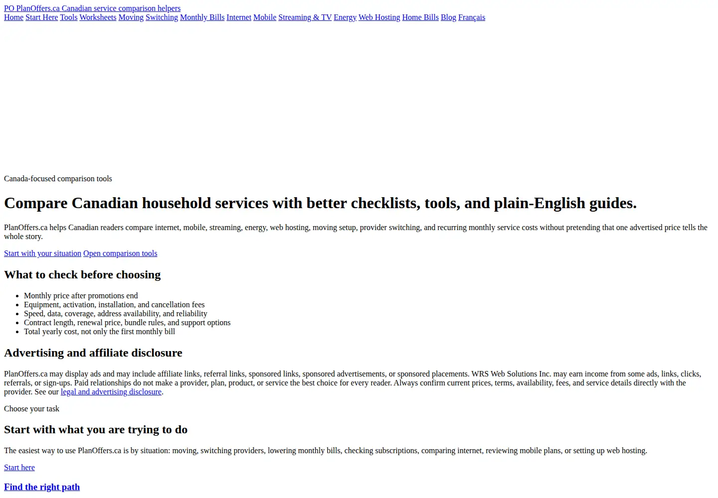Screenshot of planoffers.ca