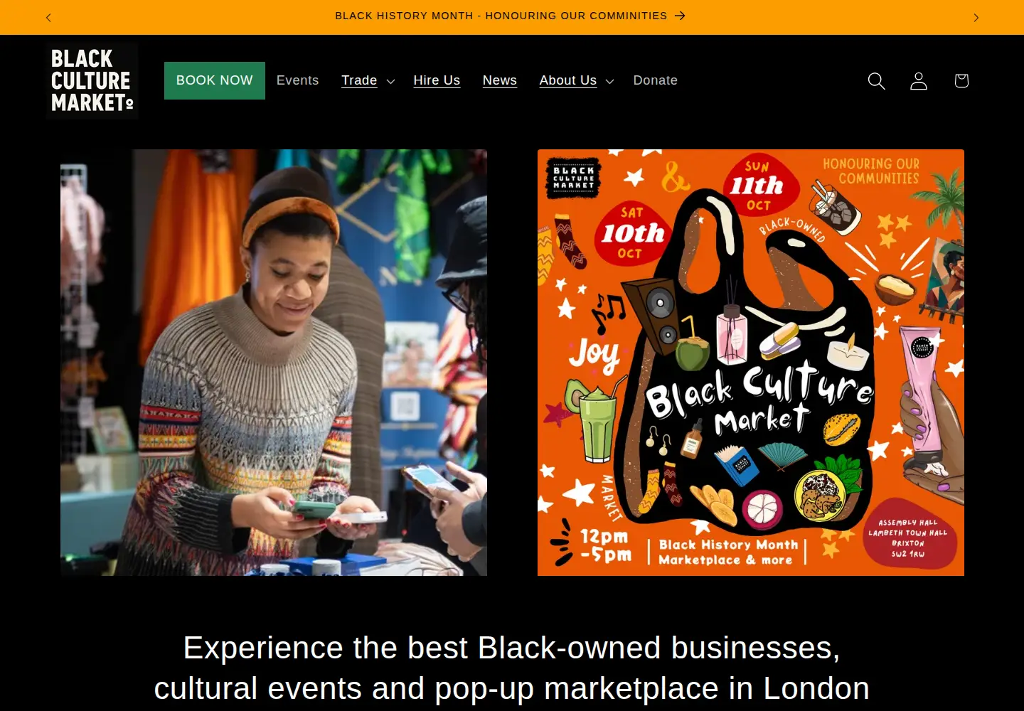 Screenshot of blackculturemarket.co.uk