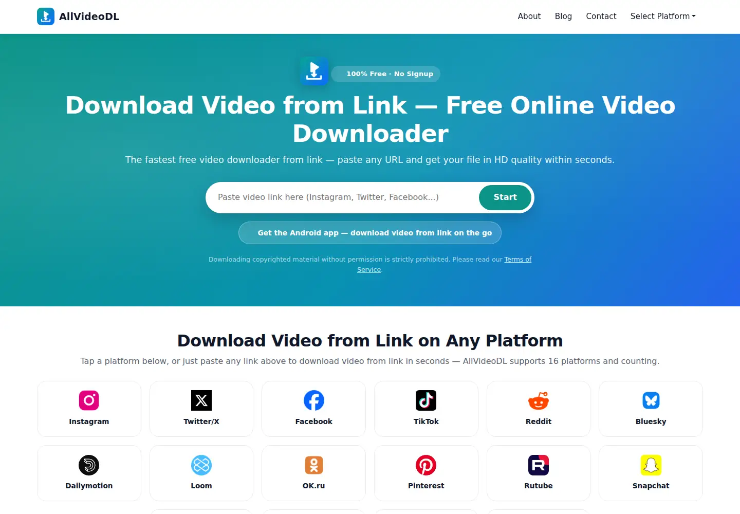 Screenshot of allvideodl.com