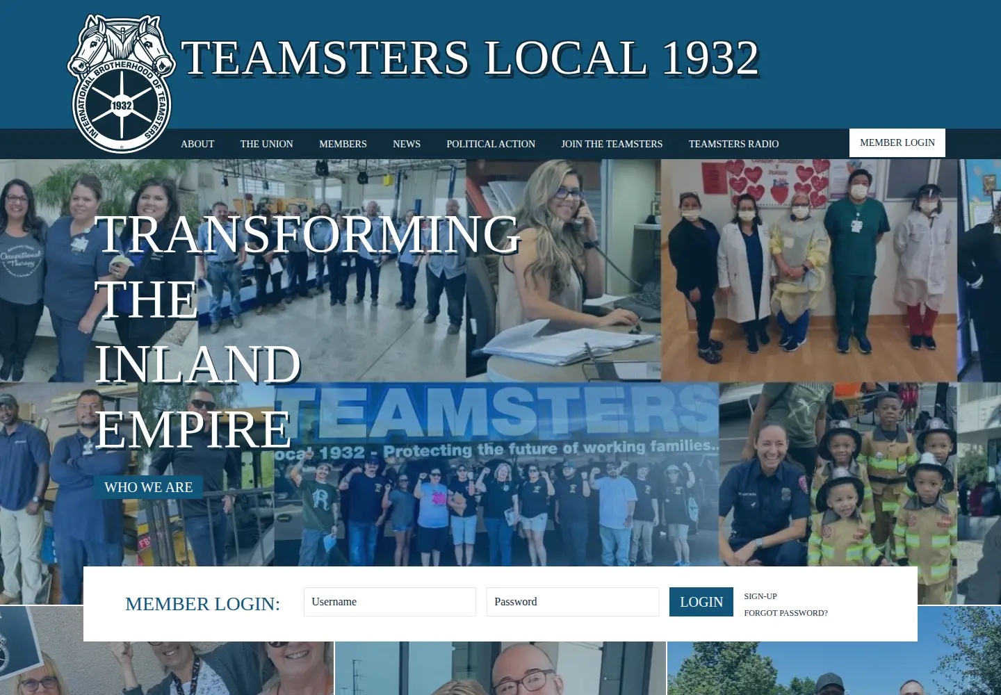 Captured homepage of teamsters1932.org in the current scan