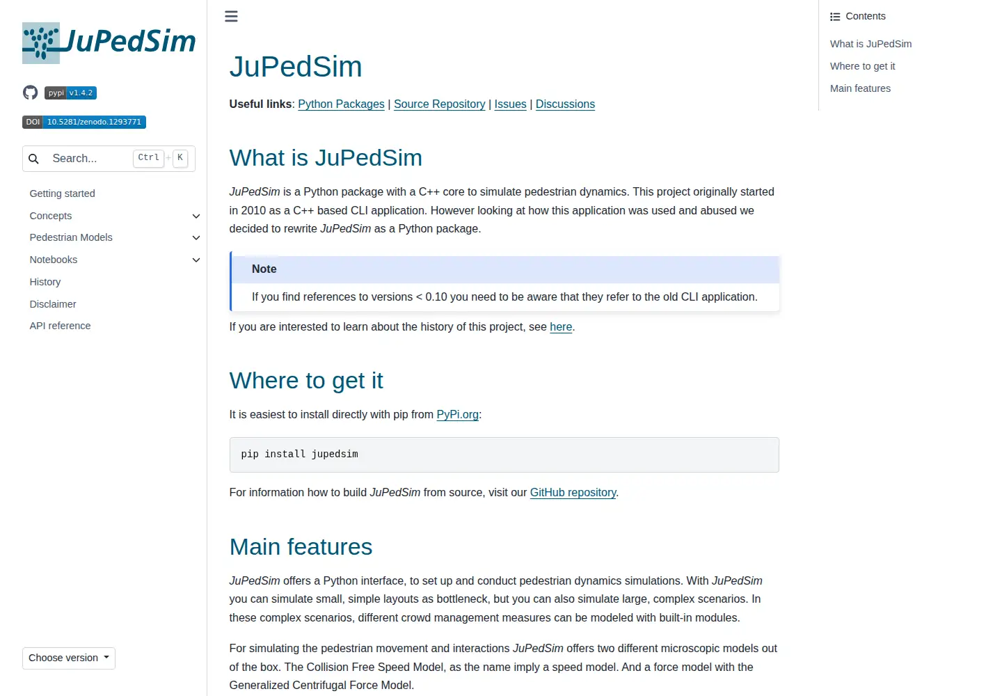 Screenshot of jupedsim.org