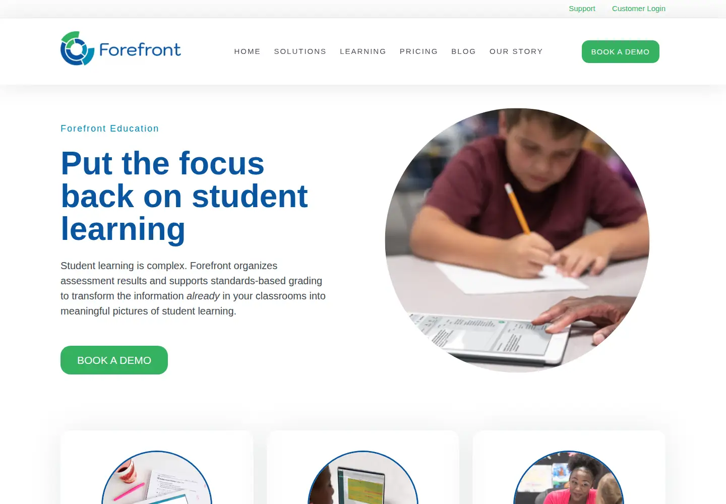 Captured homepage of forefront.education in the current scan