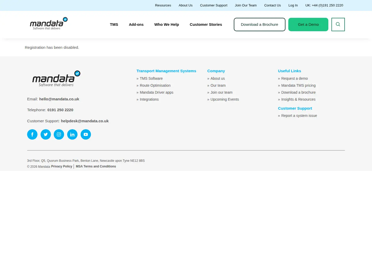 Captured homepage of mandata.co.uk in the current scan