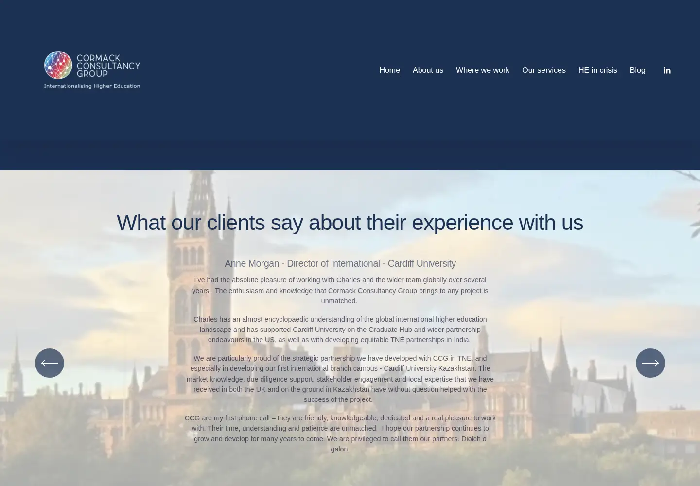 Captured homepage of consultcormack.com in the current scan