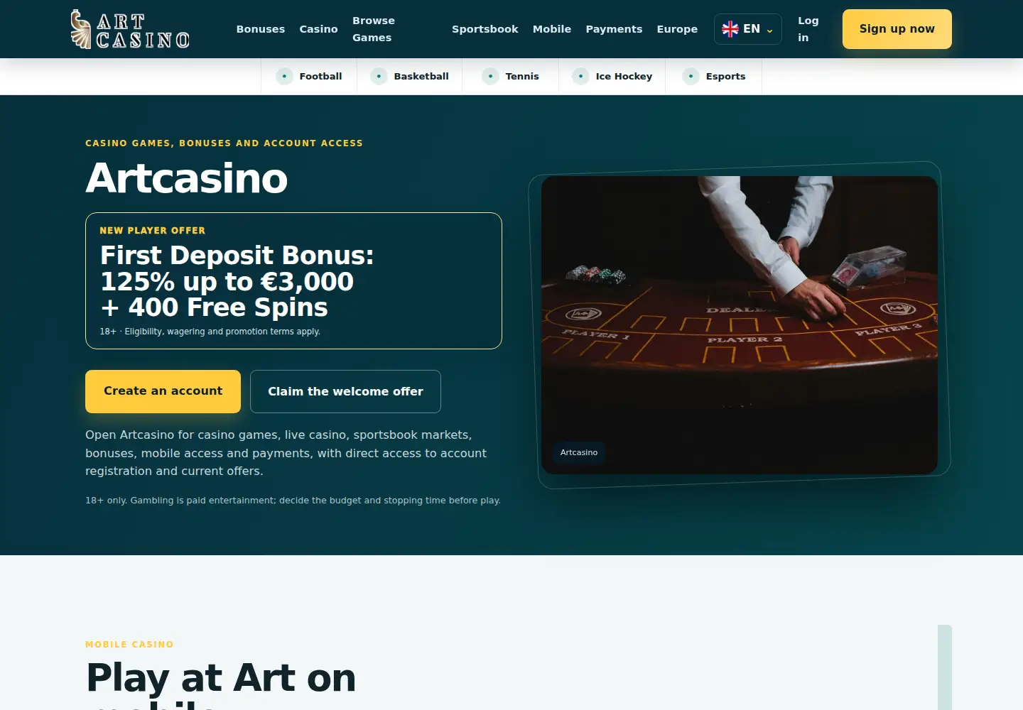 Screenshot of art-casino.eu