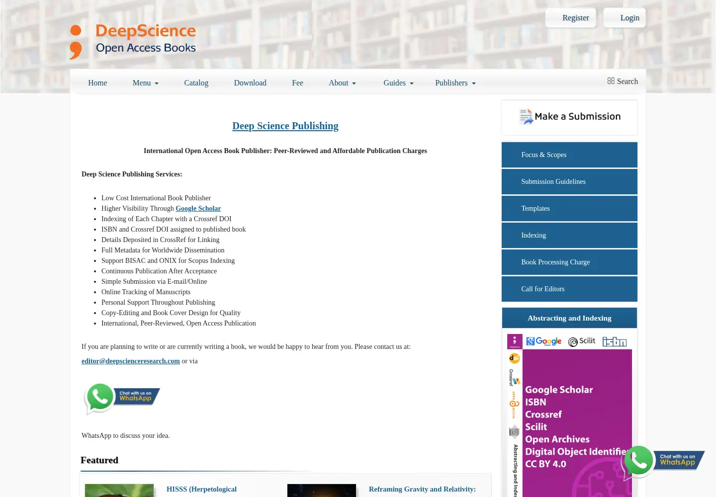 Captured homepage of deepscienceresearch.com in the current scan