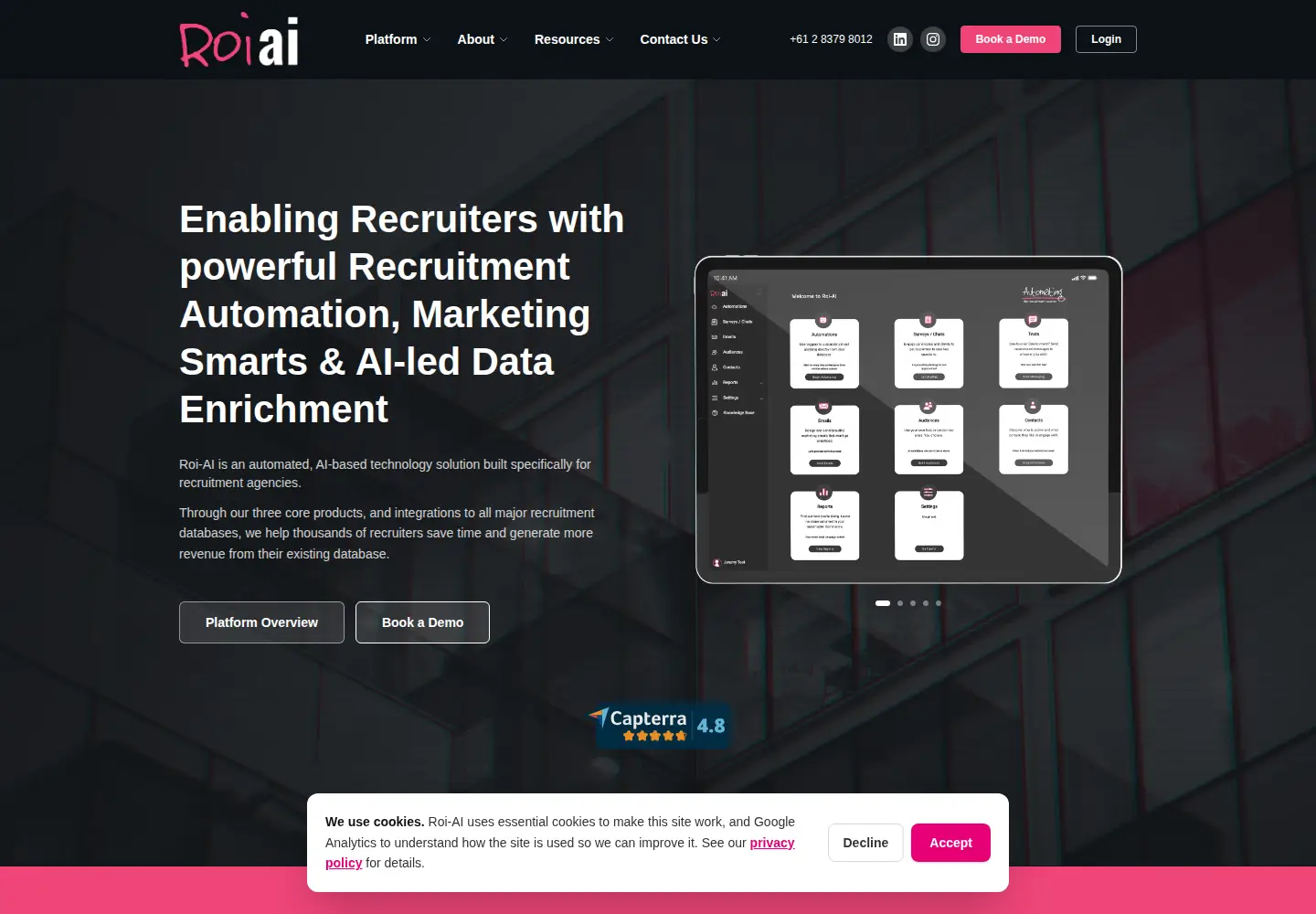 Captured homepage of roi-ai.com in the current scan