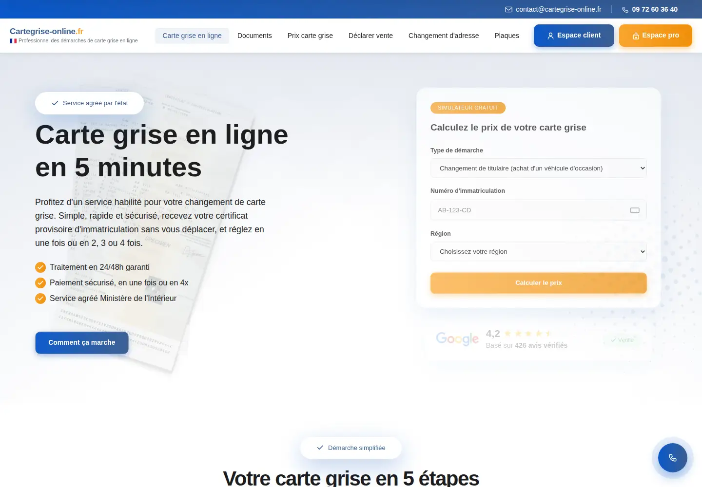Screenshot of cartegrise-online.fr