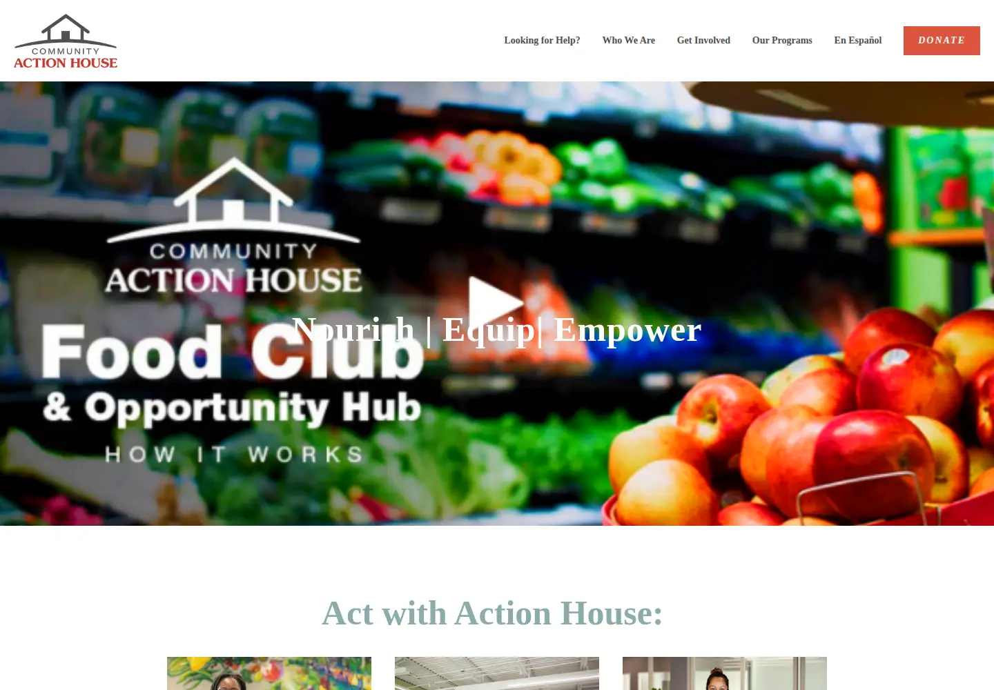 Captured homepage of communityactionhouse.org in the current scan