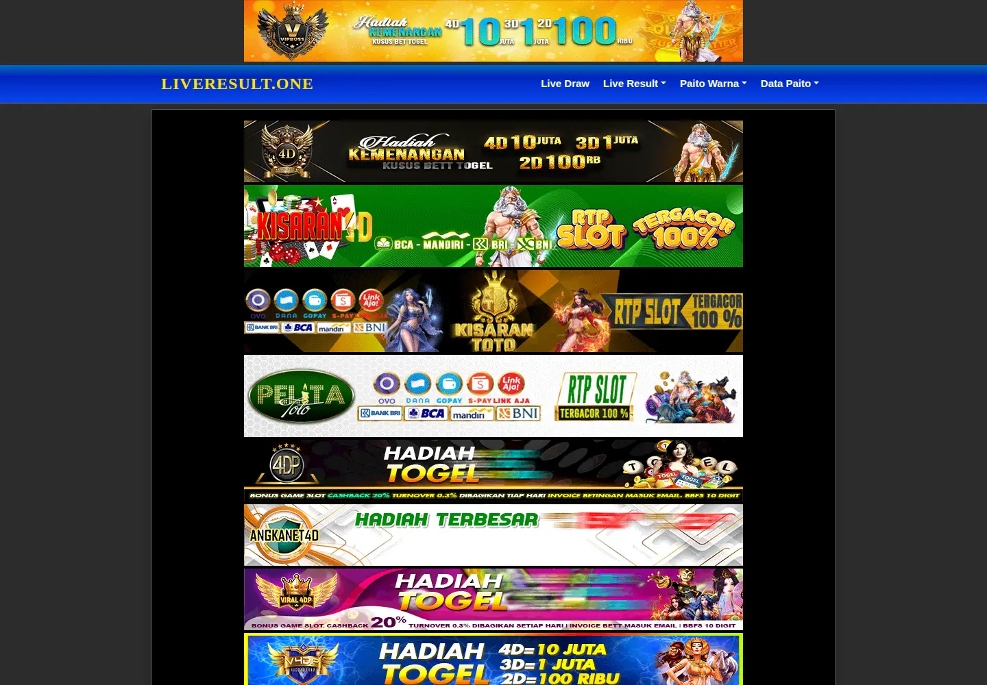 Captured homepage of liveresult.best in the current scan