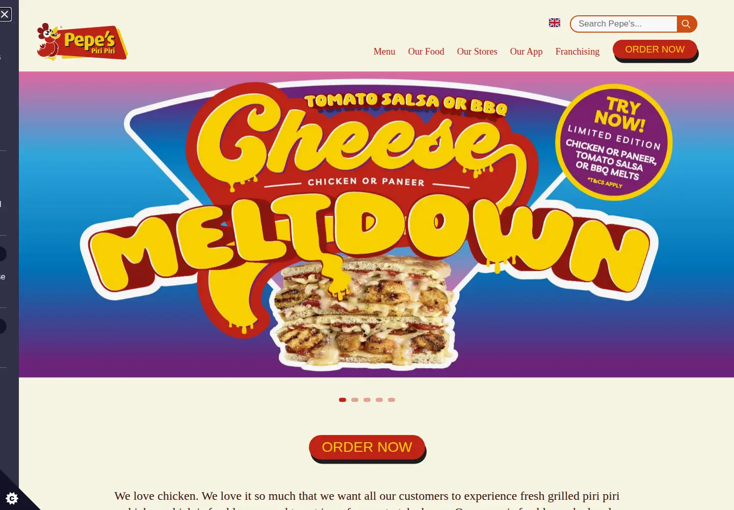 Captured homepage of pepes.co.uk in the current scan