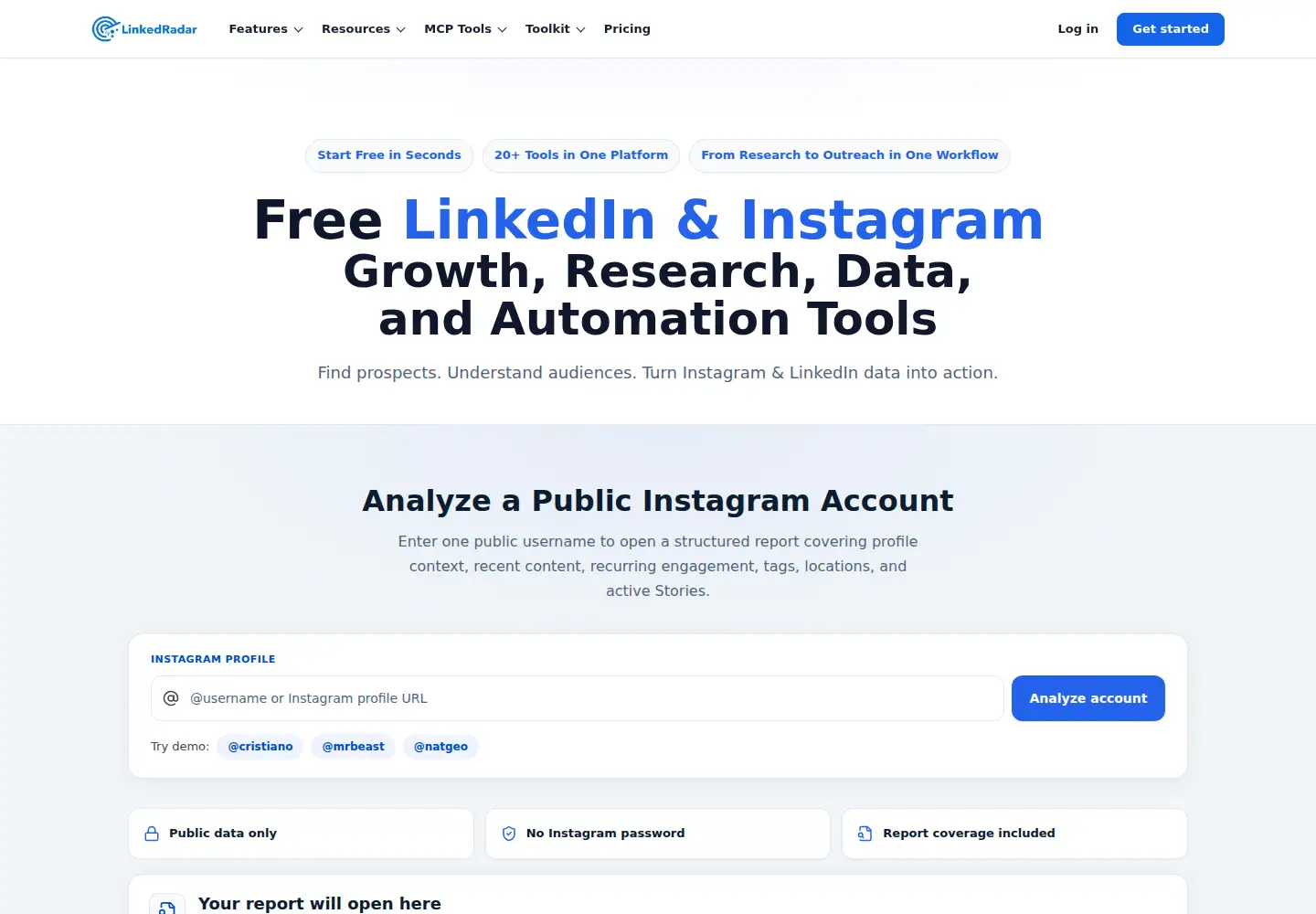 Screenshot of linkedradar.com