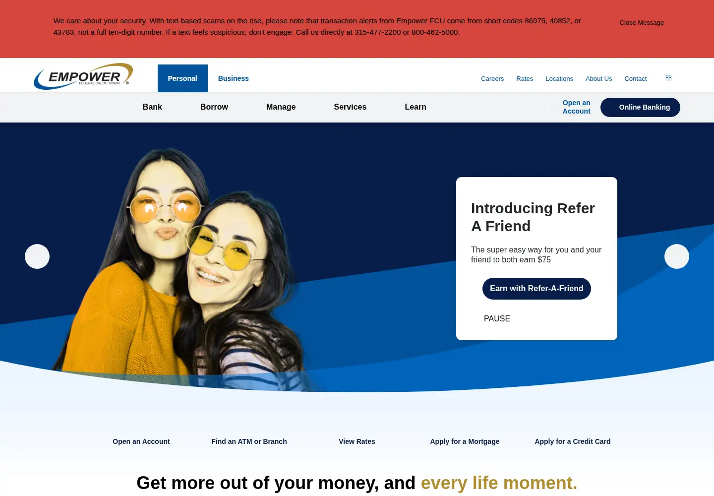 Captured homepage of empowerfcu.com in the current scan
