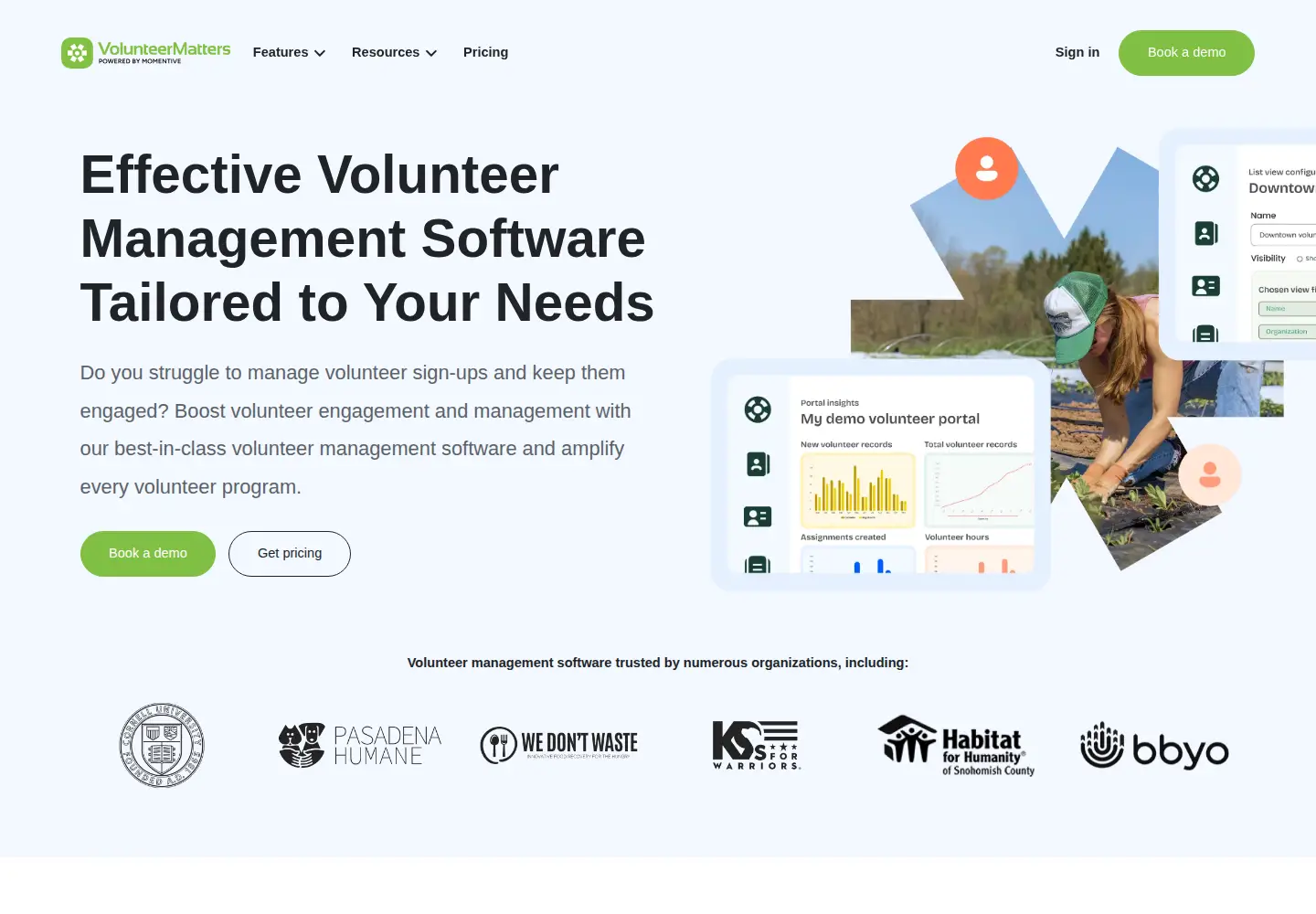 Screenshot of volunteermatters.com