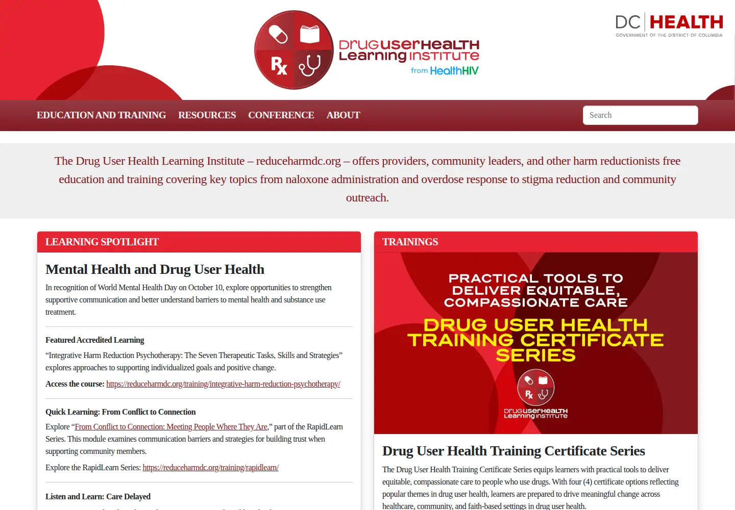 Captured homepage of opioidhealth.org in the current scan