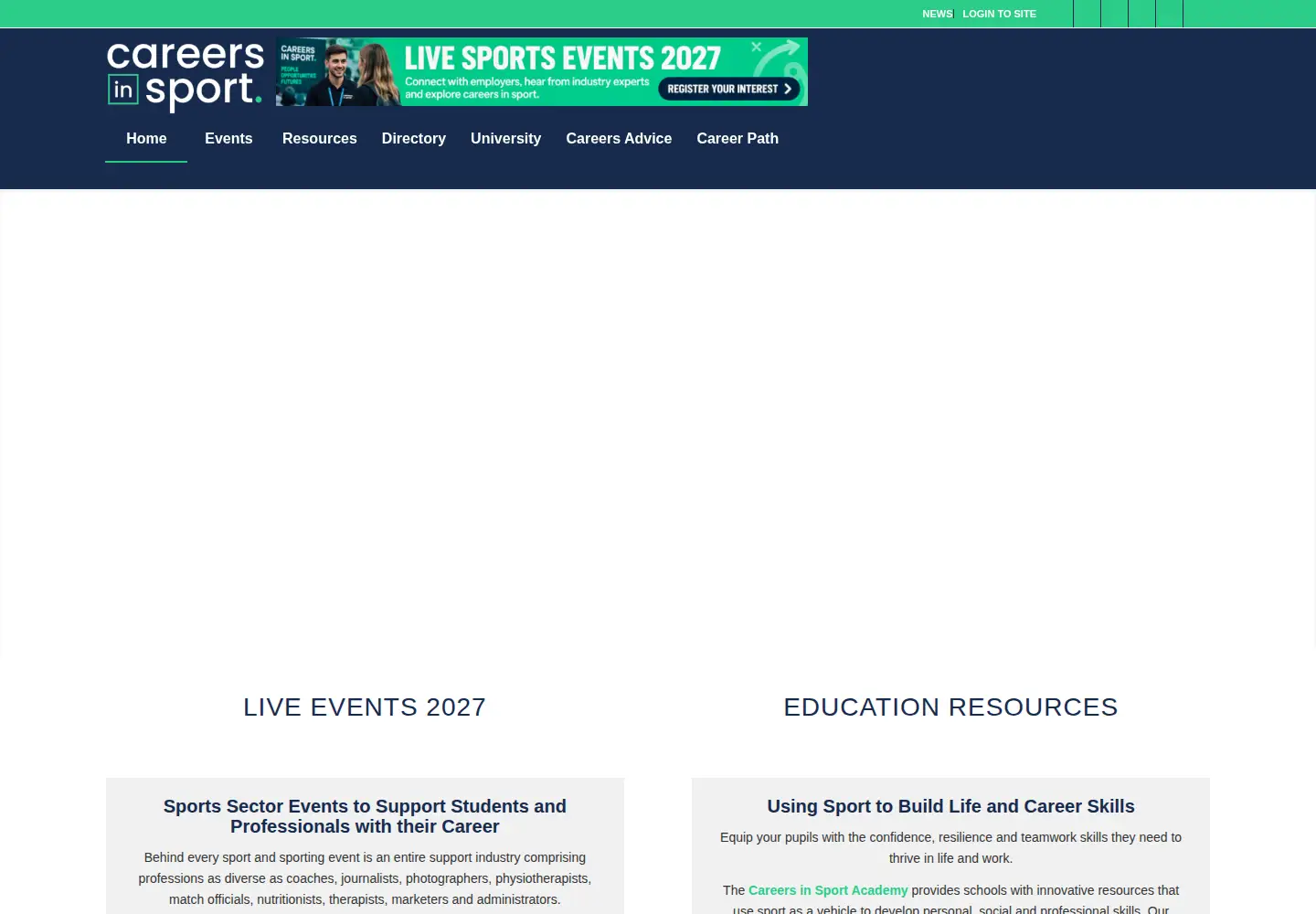 Screenshot of careers-in-sport.co.uk