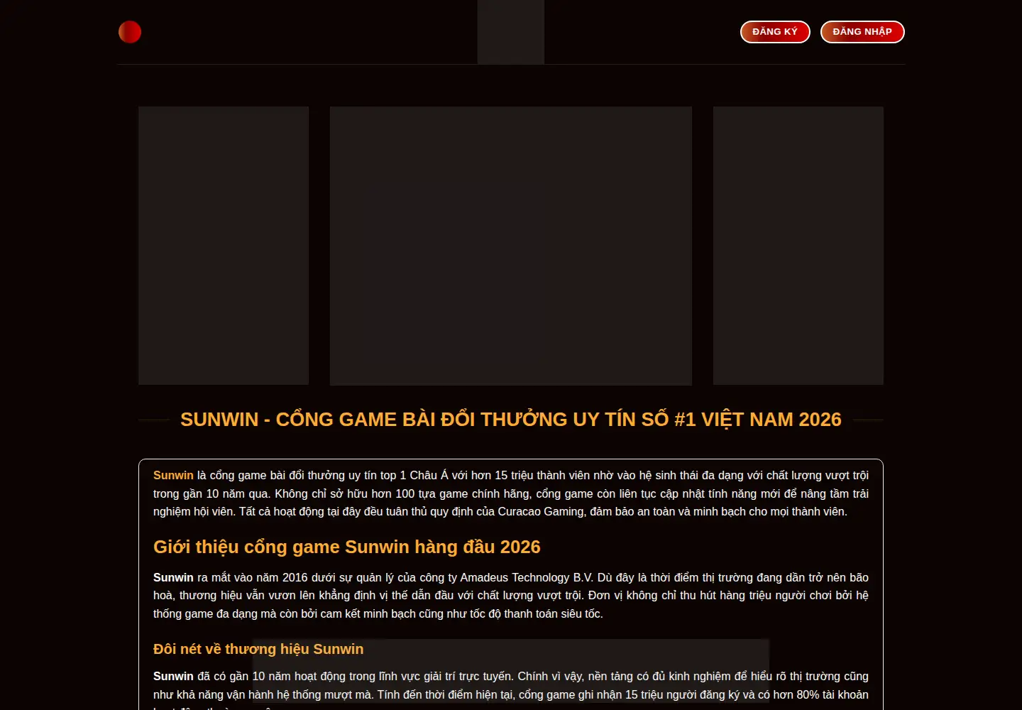Screenshot of sunwin20.marketing