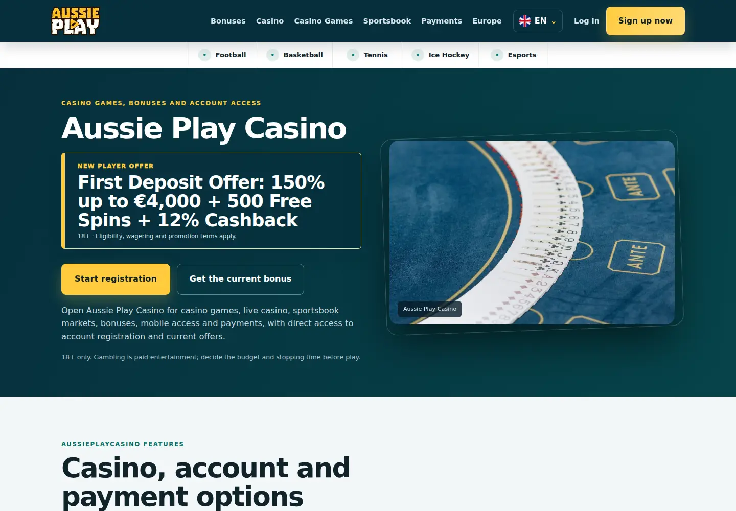 Screenshot of aussieplaycasino.eu