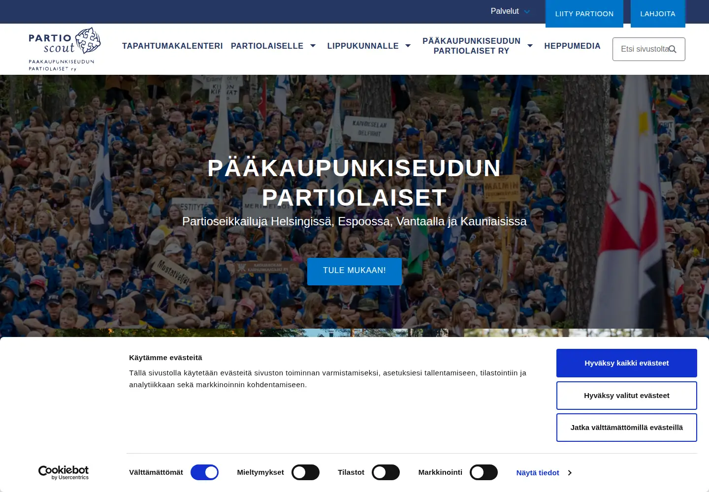 Screenshot of paakaupunkiseudunpartiolaiset.fi