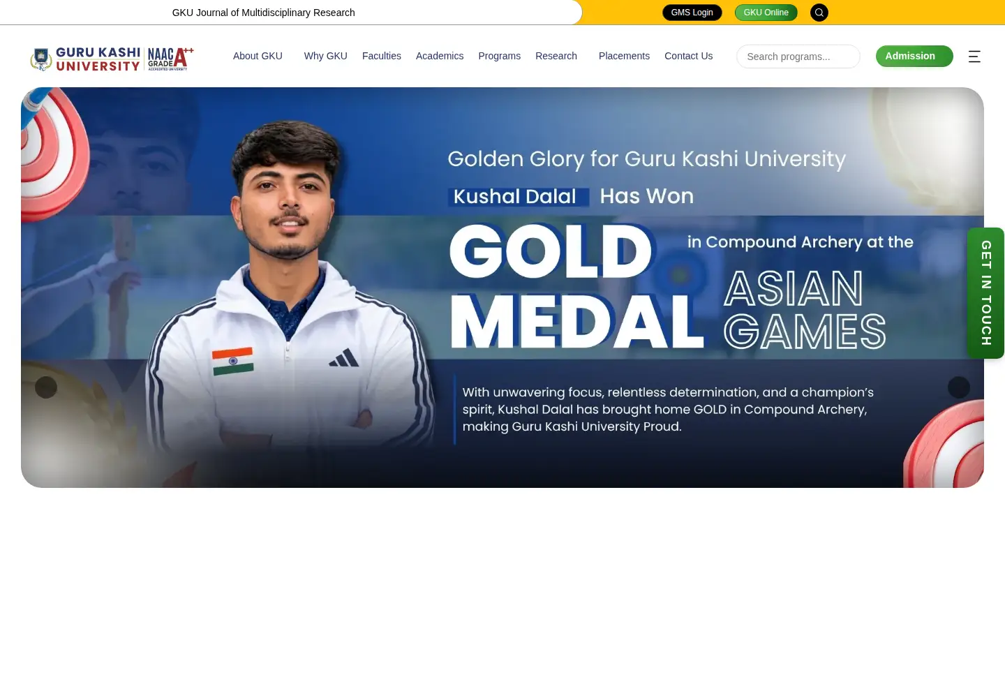 Captured homepage of gku.ac.in in the current scan