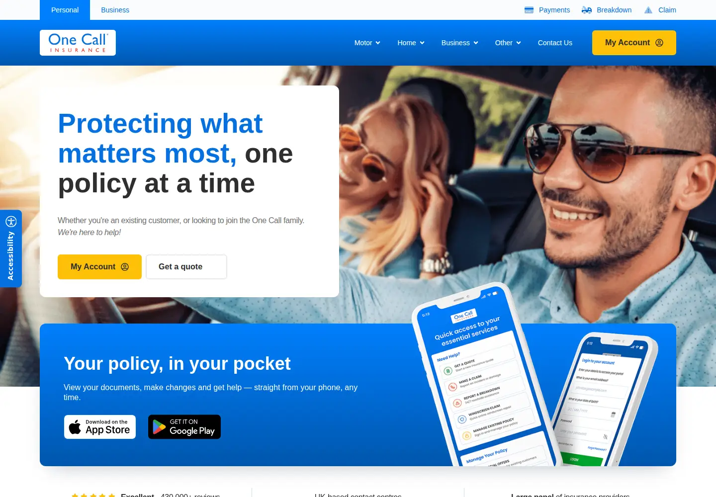 Screenshot of onecallinsurance.co.uk