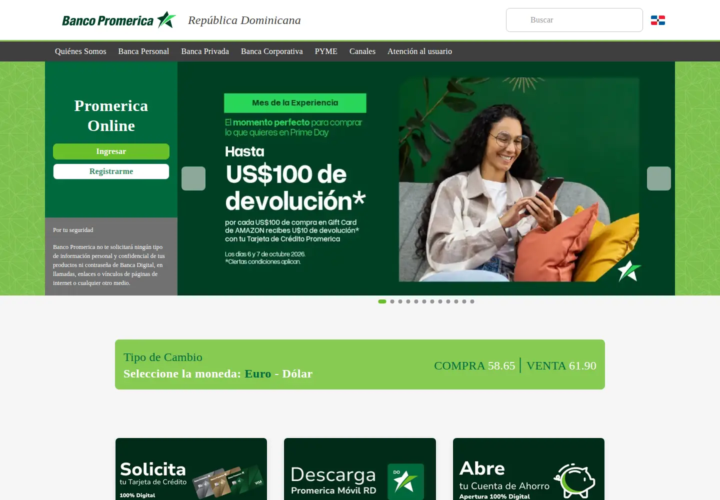 Screenshot of promerica.com.do