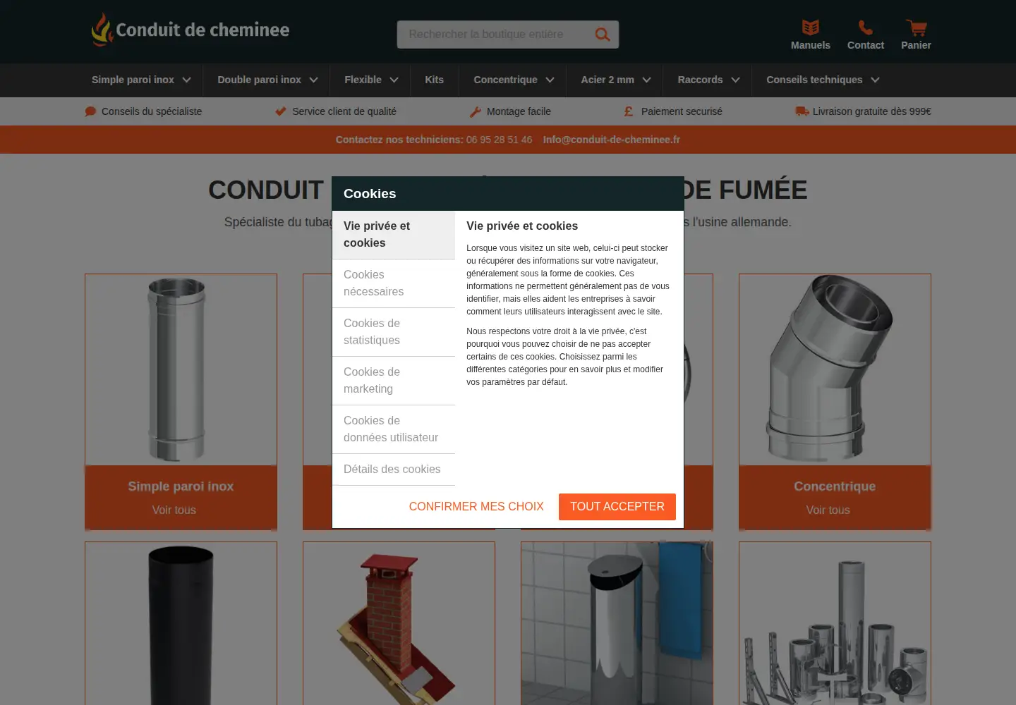Screenshot of conduit-de-cheminee.fr