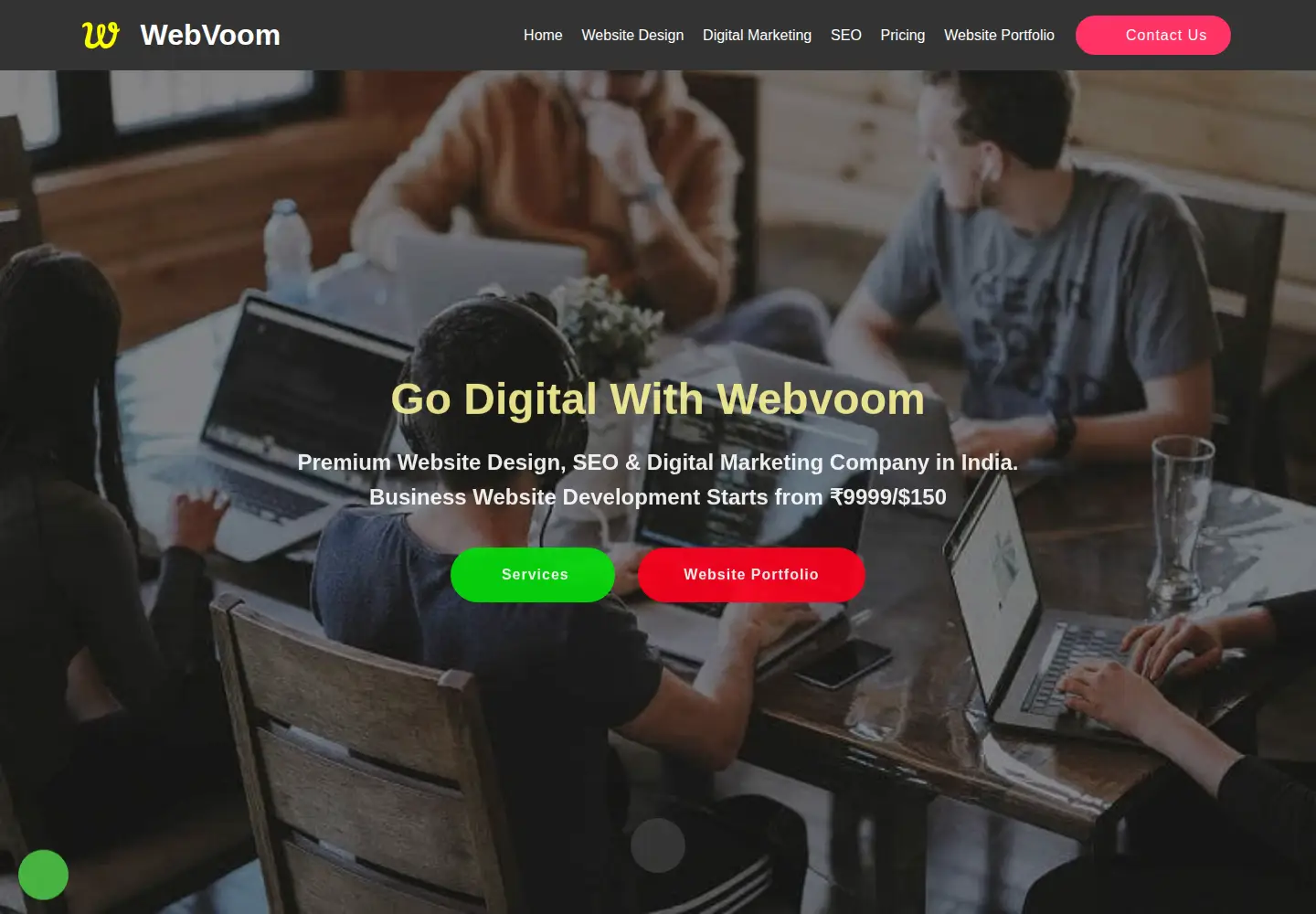 Captured homepage of webvoom.com in the current scan