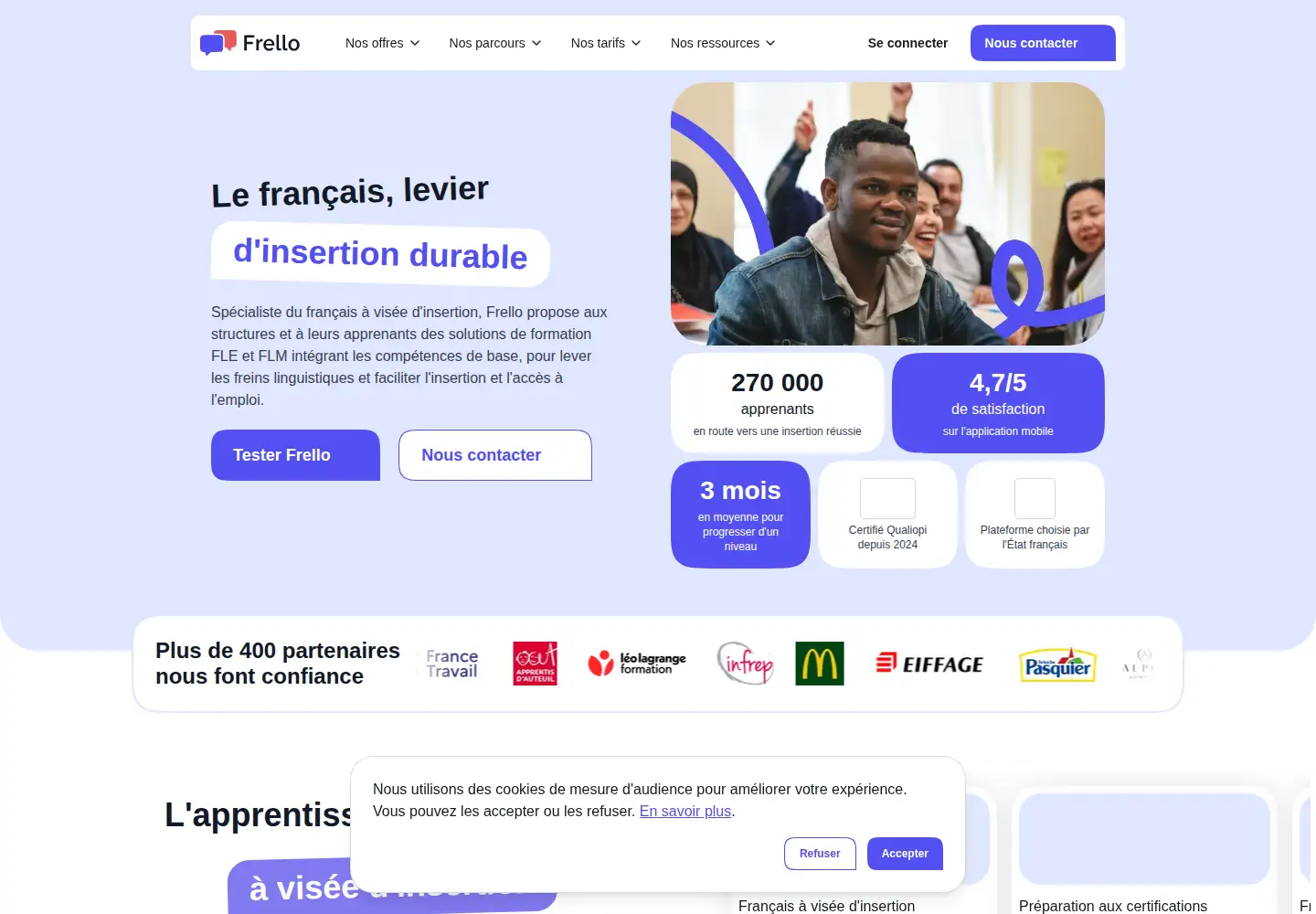 Captured homepage of frello.fr in the current scan