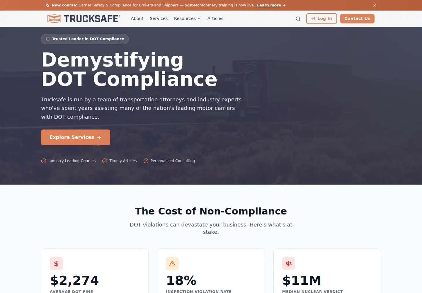 Screenshot of trucksafe.com