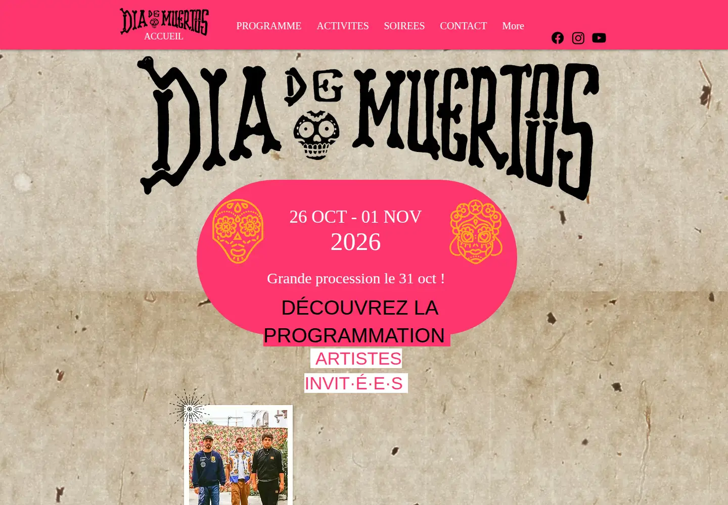 Captured homepage of diademuertos.be in the current scan
