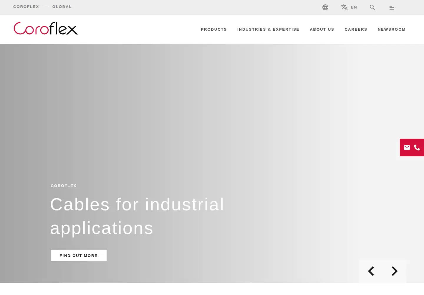 Captured homepage of coroflex-cable.com in the current scan