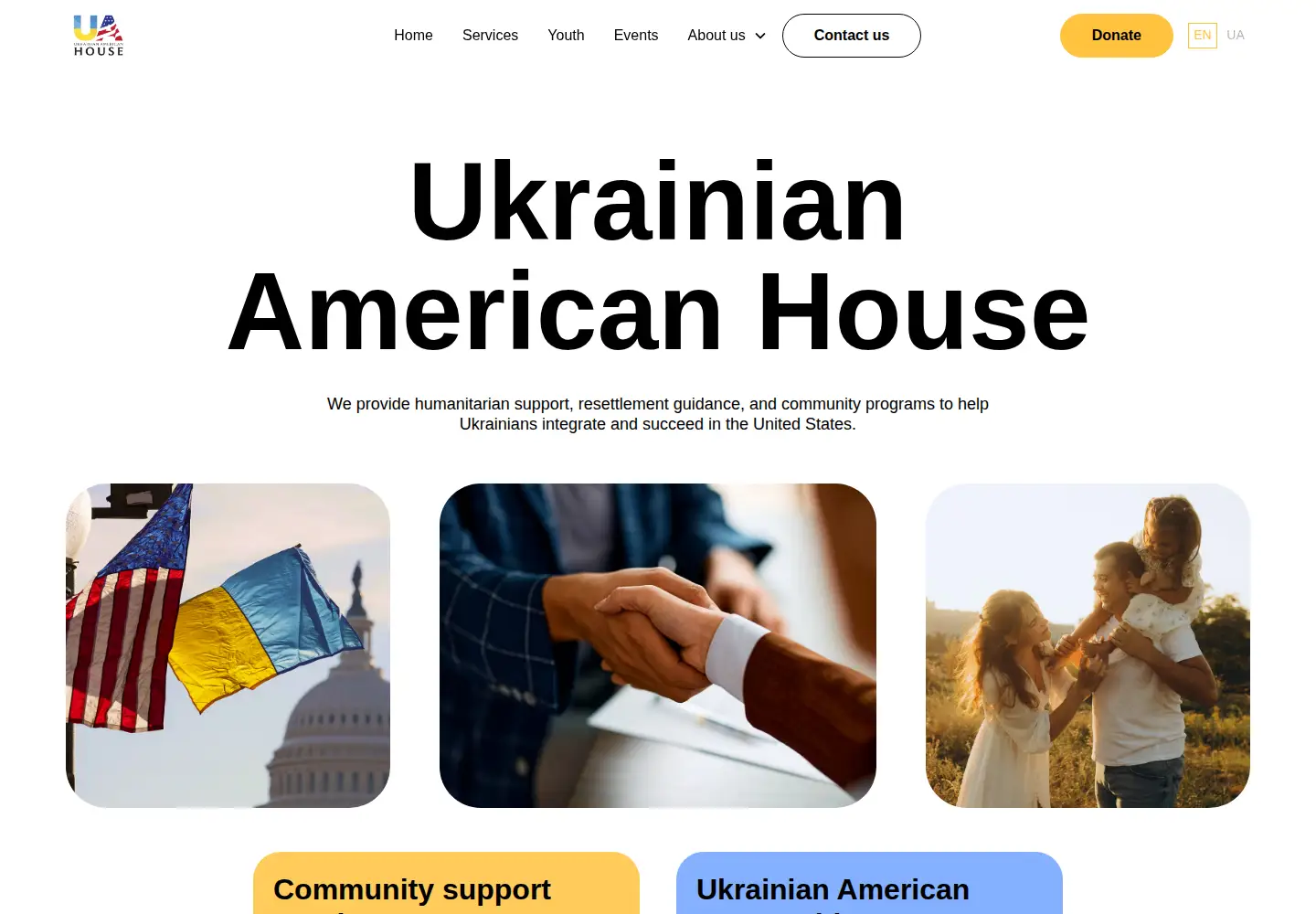 Captured homepage of uahouse.org in the current scan