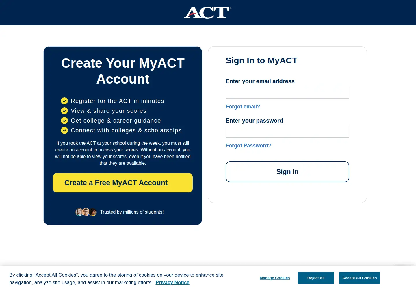 Screenshot of myact.org