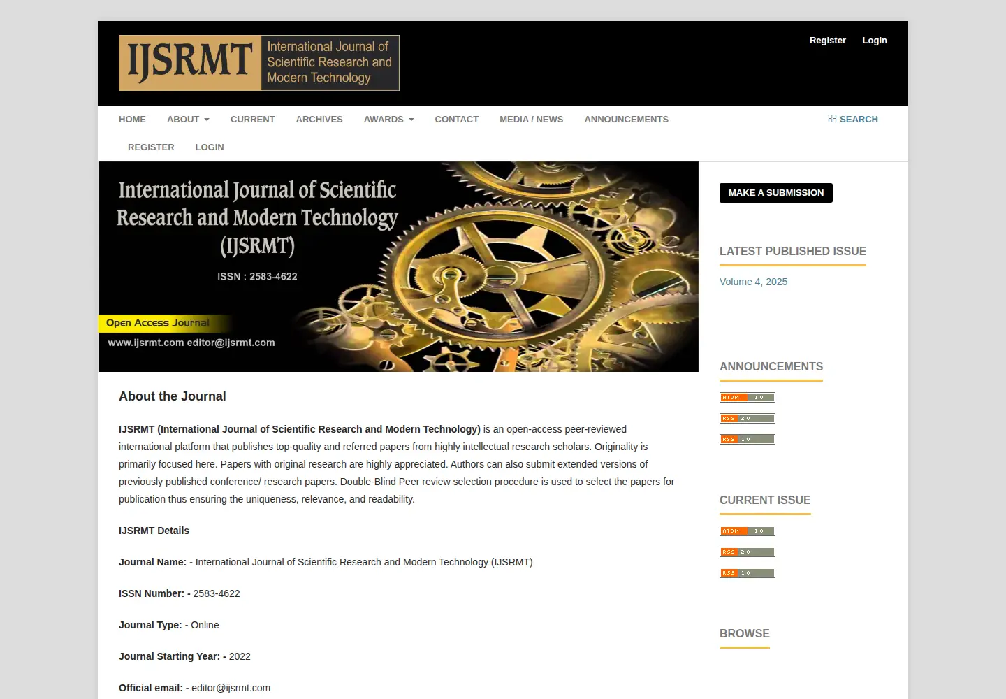 Captured homepage of ijsrmt.com in the current scan