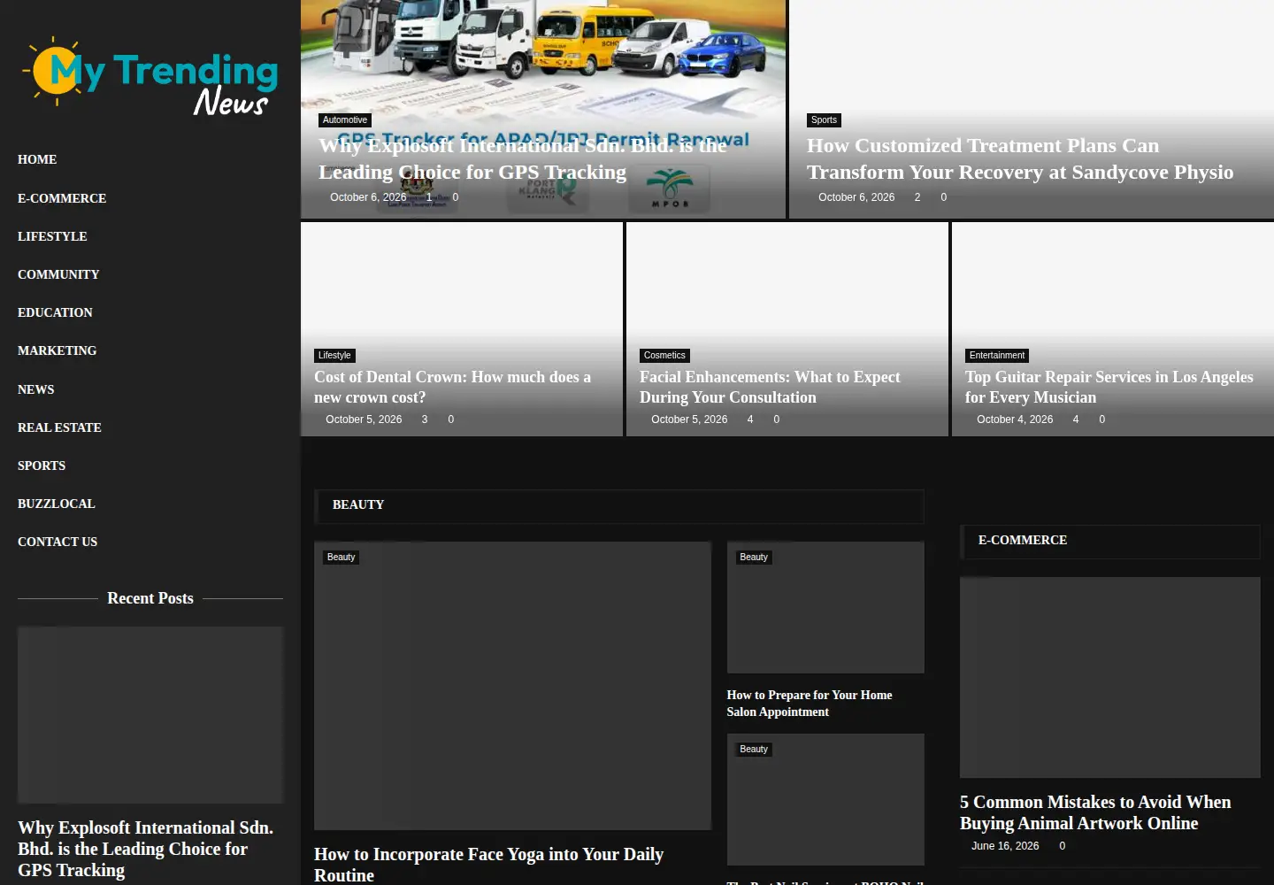 Captured homepage of mytrendingsnews.com in the current scan